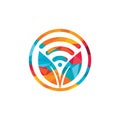 Leaf nature wifi vector logo design.