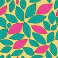 Leaf pastel pink and green color seamless pattern