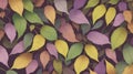 Leaf pattern background in tones of purple yellow and green color touch Royalty Free Stock Photo