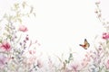 Vintage spring leaf butterfly summer flower beauty background wallpaper nature floral watercolor background Royalty Free Stock Photo