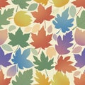 Leaf pattern with various shapes and sizes, including maple and Royalty Free Stock Photo