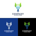 Leaf And People Health Logo Design Template