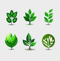 Leaf, plant, logo, ecology, people, wellness, green, leaves, nature symbol icon set of vector designs Royalty Free Stock Photo