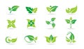 Leaf, logo, plant, ecology, people, wellness, green, leaves, nature symbol icon set of vector icon set Royalty Free Stock Photo