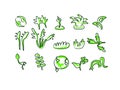 Leaf plant logo, nature ecology green leaves and welness people. Hand drawing. Beauty spa, simple symbol icon set of vector design Royalty Free Stock Photo