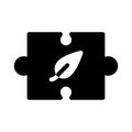 Leaf puzzle glyph flat vector icon Royalty Free Stock Photo