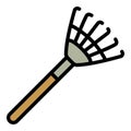 Leaf rake icon, outline style