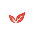 Leaf Red Icon On White Background. Red Flat Style Vector Illustration