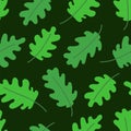 Leaf seamless pattern. Green oak leaves. Vector illustration. Scrapbook, gift wrapping paper and textiles. Fashion design Royalty Free Stock Photo