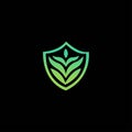 Leaf shield vector logo template Royalty Free Stock Photo