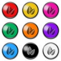 Leaf sign button icon set isolated on white with clipping path 3d illustration Royalty Free Stock Photo