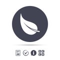 Leaf sign icon. Fresh product symbol. Royalty Free Stock Photo