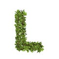 Leaf style letter l. 3D render of grass font