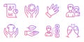 Leaf, Teamwork and Report icons set. Employee hand, Hand and Opinion signs. Vector