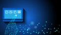 Touch fingers to the screen Smart home controlled Public utility network concept Royalty Free Stock Photo