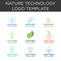 leaf technology logo collection vector design internet nature symbol set Royalty Free Stock Photo