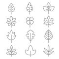Leaf thin line vector icons