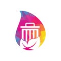 Leaf trash drop shape concept vector logo design icon. Royalty Free Stock Photo