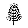 A leaf of a tree or flower is a hand-drawn drawing isolated on a white background.Black and white image.Flora and fauna.Floral Royalty Free Stock Photo