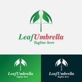 Leaf Umbrella Logo Design Template.