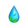Leaf and water drop ecology icon, vector illustration
