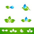 Leaf and Water Drop Logo Set Royalty Free Stock Photo