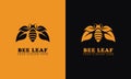 Leaf winged bee icon logo Royalty Free Stock Photo