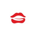 Leaf Woman Lips Logo design template