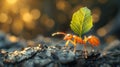 Leafcutter ant carrying leaf - generative ai Royalty Free Stock Photo