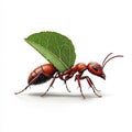 Leafcutter ant carrying leaf isolated background Royalty Free Stock Photo