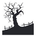 Leafless crooked tree silhouette