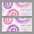 Leaflets with spiral from pink and purple confetti, sparkles, glitter and space for text on white paper