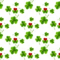 Leafs clover with heart seamless pattern for romantic paper and textile design Royalty Free Stock Photo