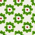 Leafs clover with heart seamless pattern for romantic paper and textile design Royalty Free Stock Photo