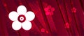 Leafy flower icon Abstract design bright red banner background