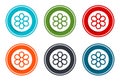 Leafy flower icon flat vector illustration design round buttons collection 6 concept colorful frame simple circle set