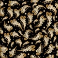 Leafy golden baroque seamless pattern Royalty Free Stock Photo