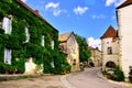 Leafy lane of a medieval village, Burgundy, France