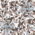 Leafy seamless pattern. Elegance vector Baroque style background. Repeat floral ornamental backdrop. Vintage flowers, leaves,