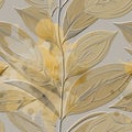 Leafy textured 3d emboss seamless pattern. Floral embossed watercolor spotty background. Grunge autumn leaves dirty backdrop. Hand Royalty Free Stock Photo