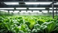 Leafy vegetables are growing in indoor farm