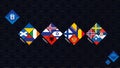 League B Flags of the European Football Competition. National Teams Flags sorted by group