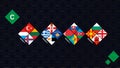 League C Flags of the European Football Competition. National Teams Flags sorted by group