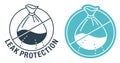 Leak protection of plastic bags flat icon