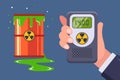 leakage of nuclear waste. measurement with a dosimeter for radiation.