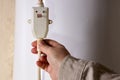 Leakage Protection GFCI or RCD mounted before plug. Royalty Free Stock Photo