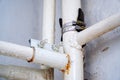 Leakage on the water pipe sealed with clamp Royalty Free Stock Photo