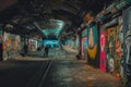 Leake Street â The Cool Graffiti Tunnel in London, former railway arches beneath Waterloo station Royalty Free Stock Photo