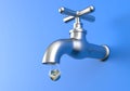 Leaking Faucet and earth planet in drop of water Royalty Free Stock Photo