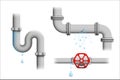 Leaking pipe vector set. Royalty Free Stock Photo